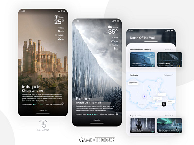 Travel App - GOT inspired app design interaction interface mobile travel ui ux workflow