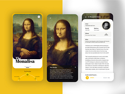 In Museum Guide app audio design experience guide interaction interface lourve mobile monalisa museum travel ui ux workflow