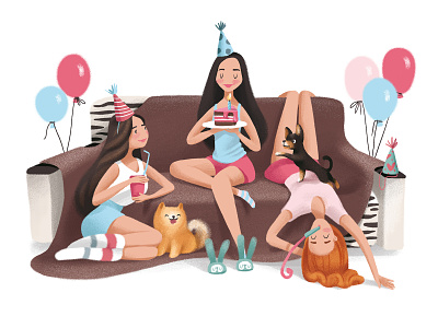 happy Birthday pajamas party charachter design characterdesign illustration