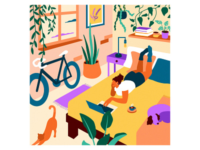 Rest & Recovery for Mind, Body & Soil art artwork bedroomdecor cat coffee colourinspo cycling design designer dog graphic design graphicdesign illustration illustrator interiordesign netflix plants roadbike selfcare