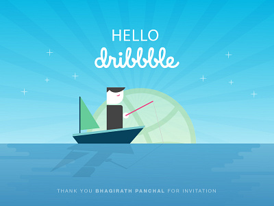 First Shot boat character debut dribbble first fishing hello illustration ocean sea shot vector