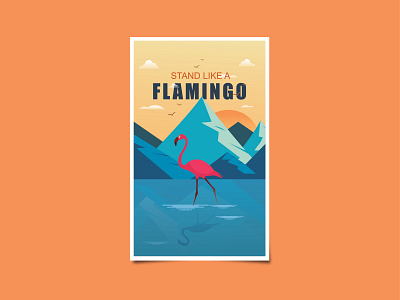 Flamingo art creative design digitalart flamingo illustration nature illustration ocean poster art shot typography vector warm colors