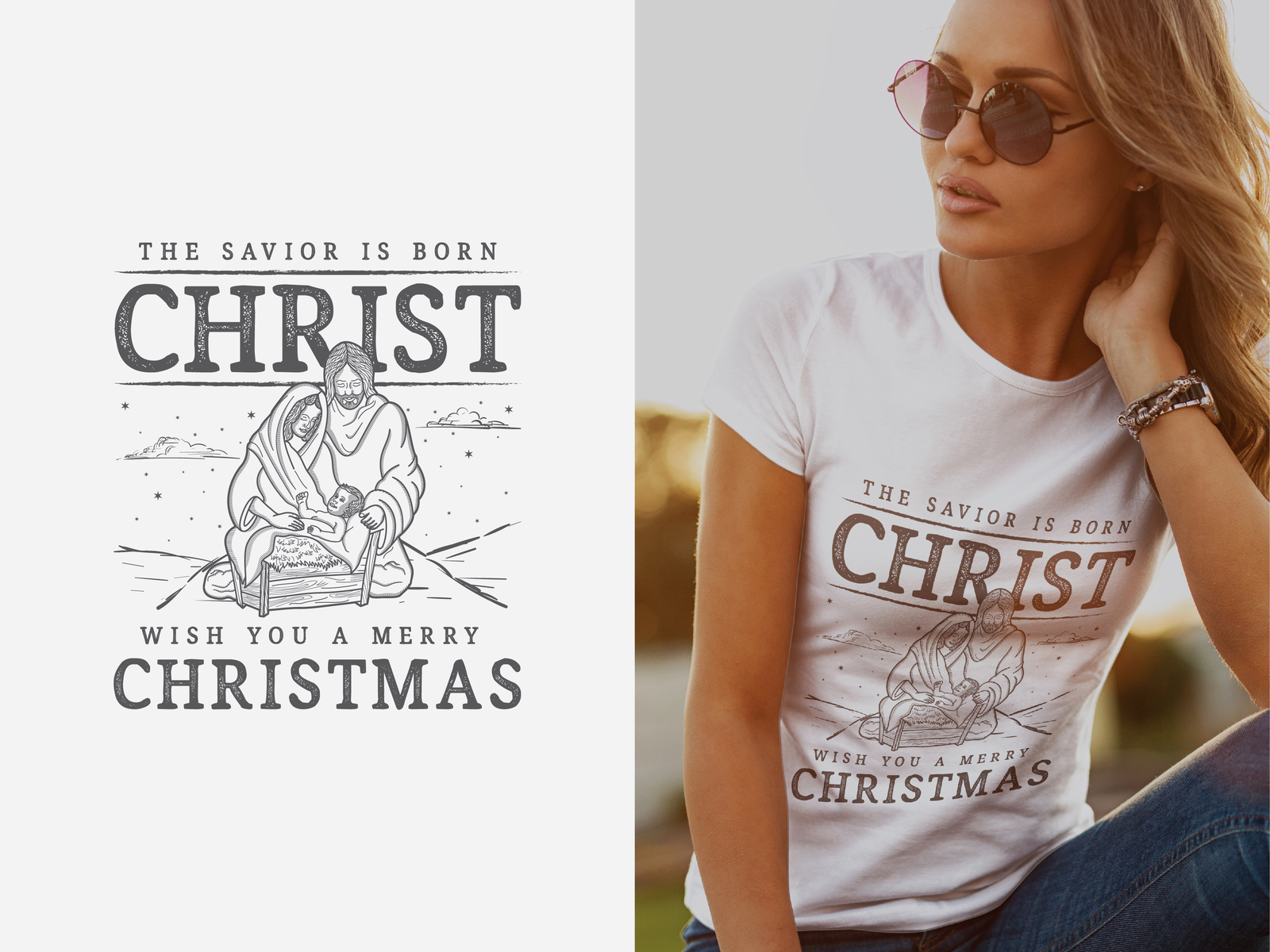 Christmas Is Coming! art bible christian christianity clouds humanity illustration jesus christ jesusborn lineart savior tshirt tshirt art