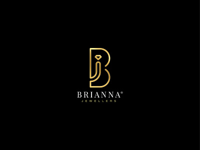 Brianna Jewellers branding creative diamond logo golden logo jewelery logo manish christian minimalist monogram logo simplelogo typography vector