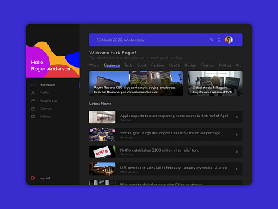 News App Design app dark mode design desktop desktop app latest news news newsfeed ui uidesign ux uxdesign