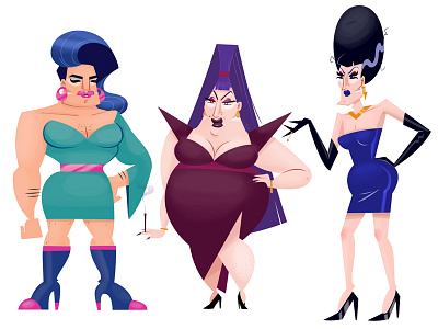Drag Queens! character design drag illustration