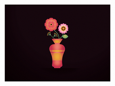 Flower illustration vase