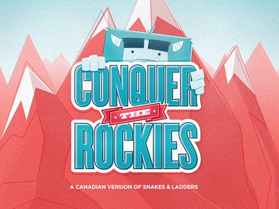 Conquer the Rockies abominable board game climb conquer the rockies pink rocky mountains snakes and ladders snowcap snowman teal yeti