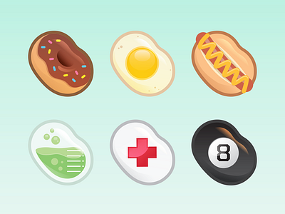 Bean Icons bean beans donut egg hotdog icon illustration magic 8 ball