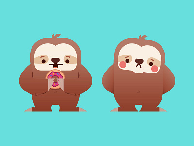 Sloth Stickers character character design donut embarrassed illustration sloth stickers