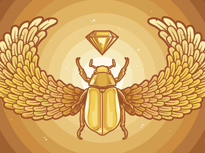 Scarab Final beetle diamond dung beetle egyptian gold heavenly cycle jewel monochromatic scarab shiny wings