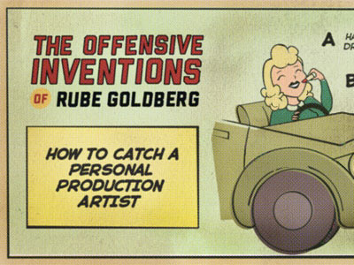 The Offensive Inventions of Rube Goldberg 40s comic grunge halftone machine newspaper paper print rube goldberg rube goldberg machine vintage
