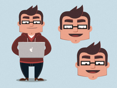 Developer character design developer illustration laptop nerd