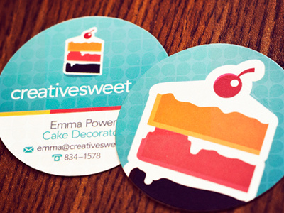 Creative Sweet Business Cards cake cherry creative sweet diecut slice sweet teal varnish