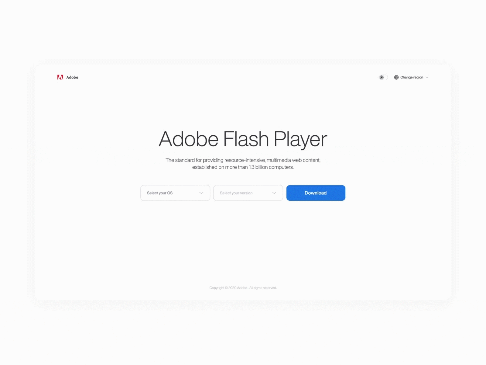 Download page | Adobe Flash Player adobe after effects animation animations desktop dribbble figma flash player redesign software web design