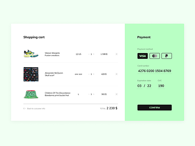 Credit Card Checkout | Daily UI #002 checkout color credit card daily ui design desktop green payment shoping shoping cart wear