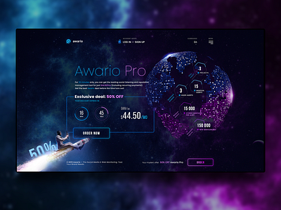 Awario Pro Sale web page brand brand design concept creative dark design interface design photoshop promo space ui ui ux web webdesign