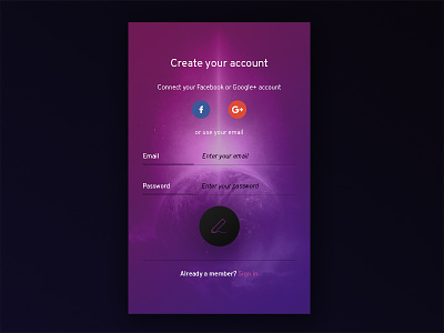 Daily UI 001 - Sign up page 001 challenge dailyui purple signup space