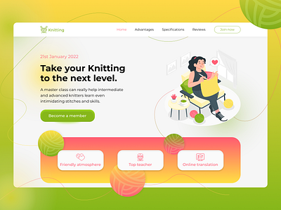 Knitting master class | Landing Page design dribble ui ux webdesign