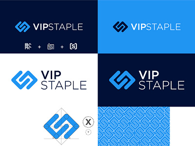 VIPstaple blue branding letter s logo logo exploration vector