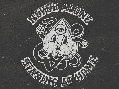 CareWear Home Alone COVID19 Fundraiser antiques blackletter characterdesign covid19 distressed eye illustration logo ouija planchette snake stayhome texture typography vintage