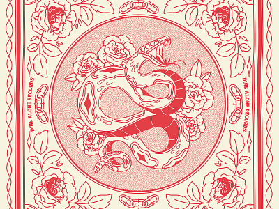 Snake Bandana Design antiques bandana chain illustration ladyhead merch onecolour rose snake tattoo vector vintage