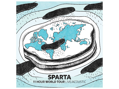 Sparta 11 Hour World Tour (Live/Acoustic) Album Art albumart albumcover bluepallete clouds design dinealonrecords distressedunrest earth elpaso flat illustration punk rain sparta texasmusic texture vector