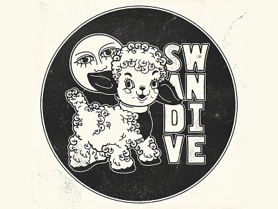 Swan Dive Lamb Merch Design antiques branding custom lettering custom type edwardmobley illustration lamb merch moon texture vintage