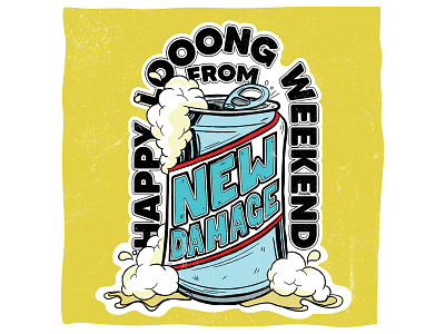 New Damage Records Long Weekend Post beer branding customtype design foam holiday illustration long weekend new damage records social media summer texture typography