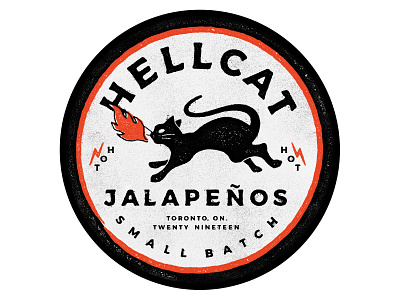 Hell Cat Jalapeno Label branding cat design fire hot sauce icon illustration jalapenos label small batch texture toronto typography vector vintage