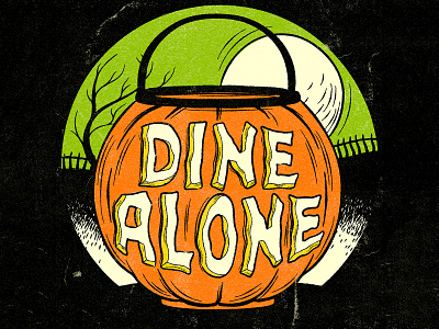 Dine Alone Records Halloween Logo branding candy comic design distressedunrest halloween halloween design illustration logo moon pumpkin spooky texture typography vector