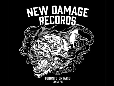 New Damage Records Smoke Dog dog hardcore illustration merch merch design smoke snarl typography