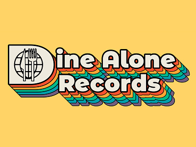 Dine Alone Records Disney Logo icon logo rainbow redesign retro type typography vector world yellow