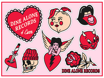 Dine Alone Records Valentines Sticker Sheet