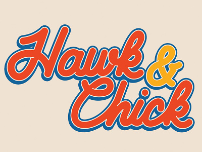Hawk and Chick Logo ampersand bento box branding bubble cursive chick custom type hawk japanese logo logodesign orange and yellow restaurant logo restuarant typography vector
