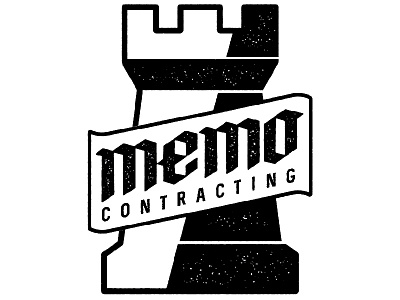 Memo Contracting Logo Design blackletter castle contracting logo memo rook stamp texture typography