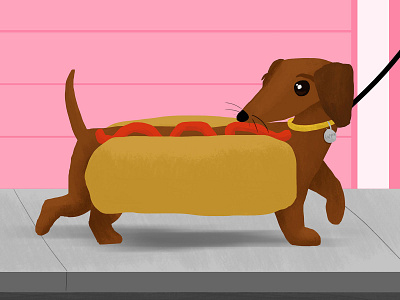 Dachsund costume dachsund digital illustration digital painting dog dog art dog breed dog costume doggy doxie hot dog pet weiner dog