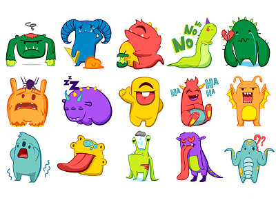 Stickers for Coco app app app design app illustrations emoji emotions illustrations messaging messaging app monsters spot illustrations stickers