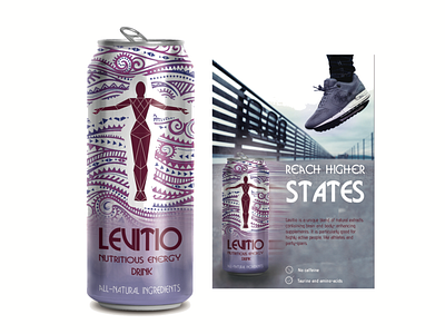 Levitio Energy Drink branding design energy drink graphic design logo promotional design typography visual identity