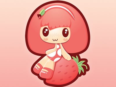 Baby Button dots girl illustration pink polka strawberries