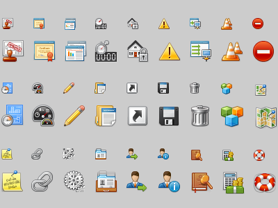 Icons for X3 Studios (MyGov Project) access certification close drawings folder help icons link map note pencil report settings speedometer stop stopwatch trash user warning