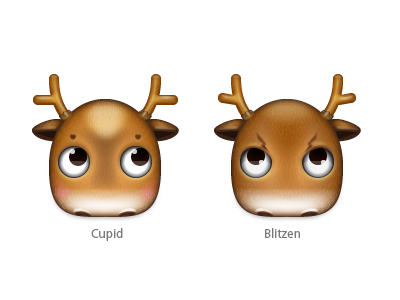 Zoom-eyed creatures pack 3 (Santa's reindeer) blitzen claus cupid deer icons new santa winter year