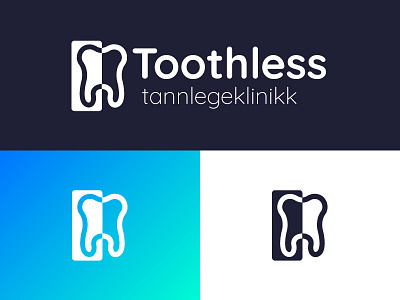 "Toothless" Dentist Clinic Logo 2018 flat design gradient graphic design modern quicksand rounded font simple logo