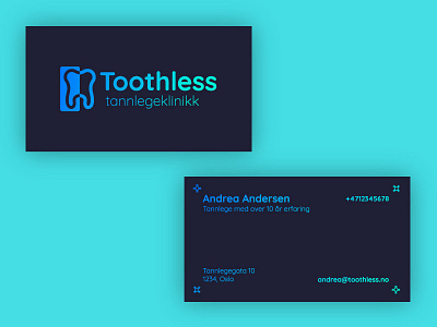 "Toothless" Dentist Business Card Design 2018 business card flat design gradient graphic design modern quicksand rounded font