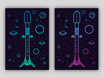 SpaceX Falcon 9 Rocket Poster elon musk glow gradient poster spacex tesla the boring company