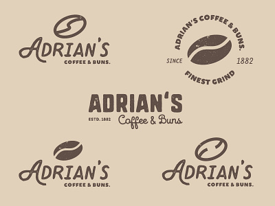 "Adrian's Coffee & Buns" logo - The Daily Logo Challenge 06 badge bean brand coffee identity retro stamp vintage wordmark