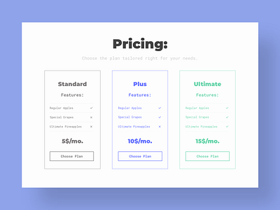 Pricing - DailyUI - 030 challenge daily dailychallenge dailydesign dailyui dailyui 030 dailyuidesign experience interaction interface price prices pricing pricing page subscription ui user