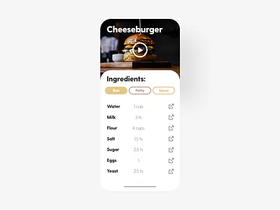 Recipe - DailyUI - 040 burger challenge daily dailychallenge dailydesign dailydesignchallenge dailyui dailyui 040 dailyuichallenge designchallenge experience food ingredient interaction interface ixd recipe ui ui ux user