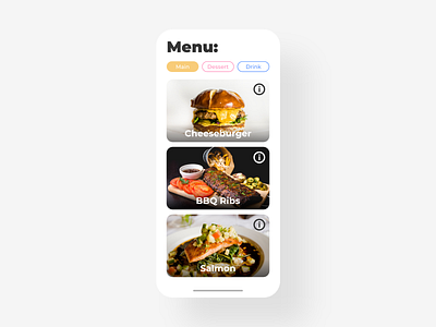 Food Menu - DailyUI - 043 challenge daily dailychallenge dailydesign dailydesignchallenge dailyui dailyui 043 dailyuichallenge dailyuidesign experience food food menu interaction interface ixd menu mobile ui user ux