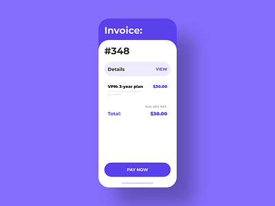 Invoice - DailyUI - 046 challenge daily dailychallenge dailydesign dailyui dailyui 046 dailyuichallenge experience interface invoice ixd mobile plan subscription ui ui ux user ux vpn